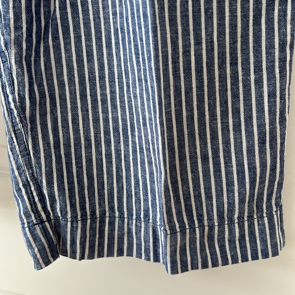 beachlunchlounge Margot Striped Linen Blend Pull-On Crop Length Pants w Pockets - Picture 6 of 11